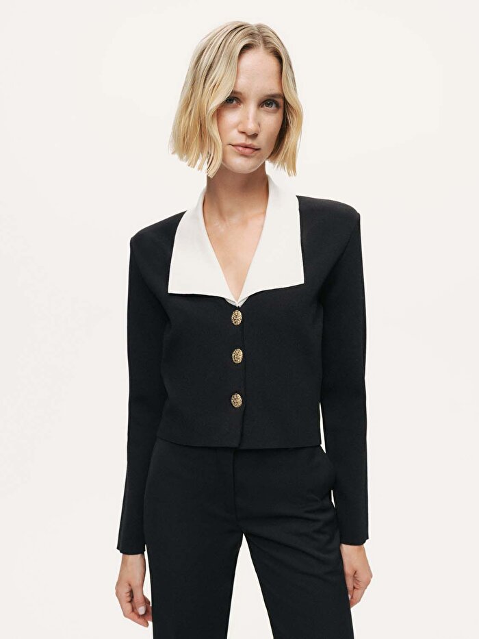 Nocturne Kontrast Yakalı Triko