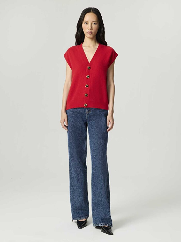 Nocturne Düğme Aksesuarlı Triko Yelek