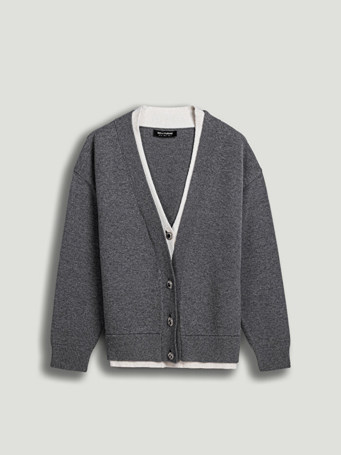 Nocturne Taşlı Düğme Aksesuarlı Triko