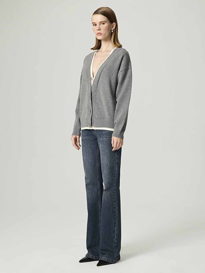 Nocturne Taşlı Düğme Aksesuarlı Triko