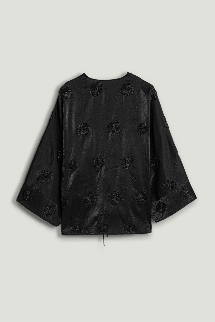 Nocturne Boncuk Brodeli Kimono