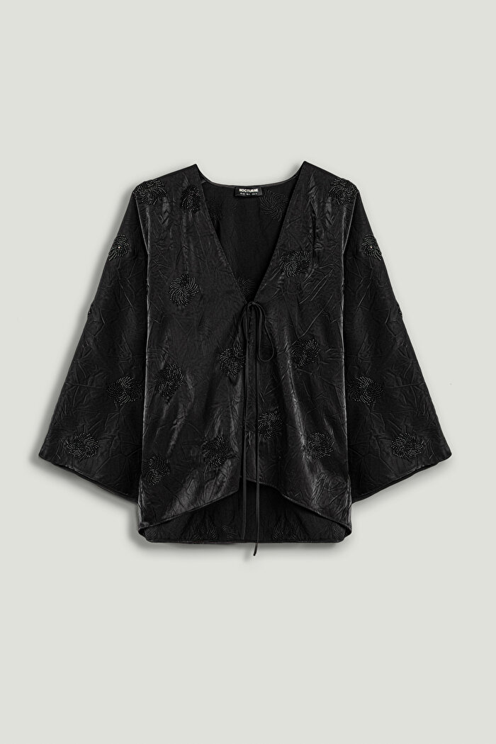 Nocturne Boncuk Brodeli Kimono