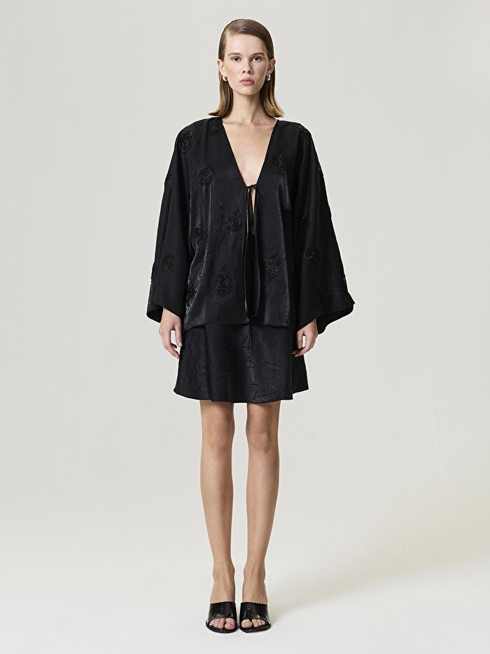 Nocturne Boncuk Brodeli Kimono