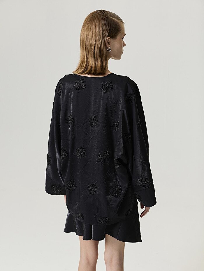 Nocturne Boncuk Brodeli Kimono