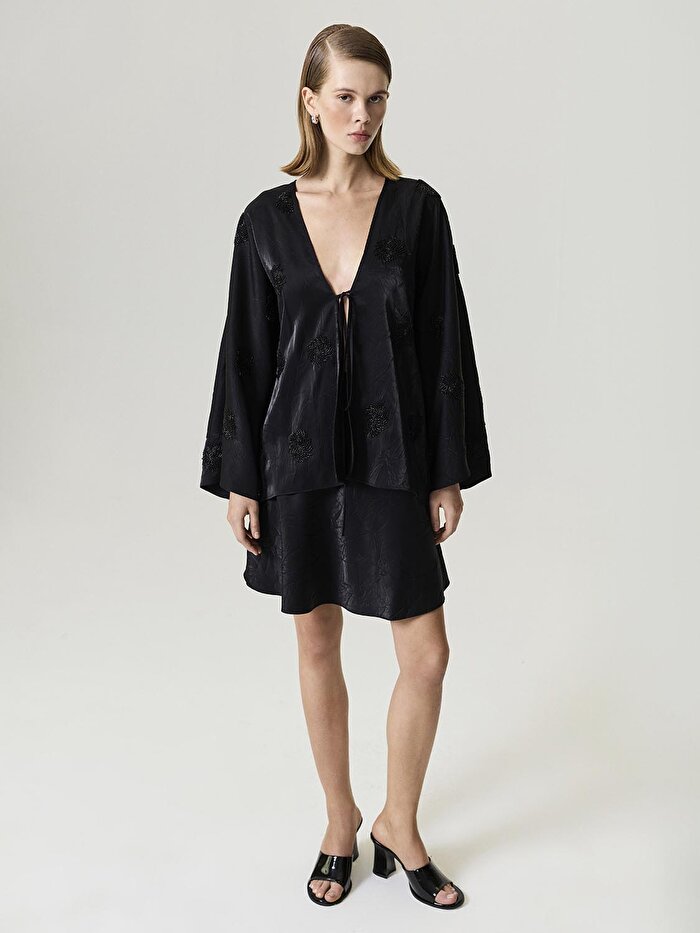 Nocturne Boncuk Brodeli Kimono