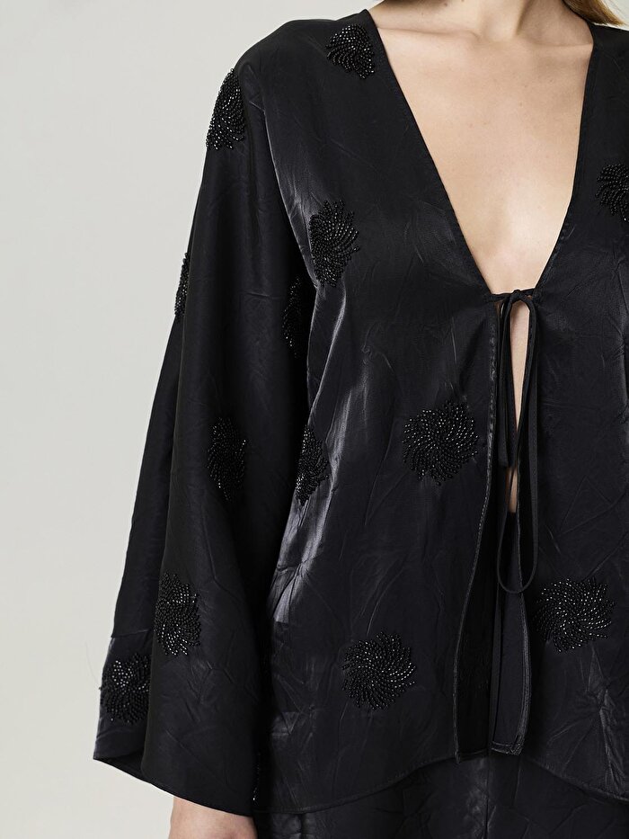 Nocturne Boncuk Brodeli Kimono