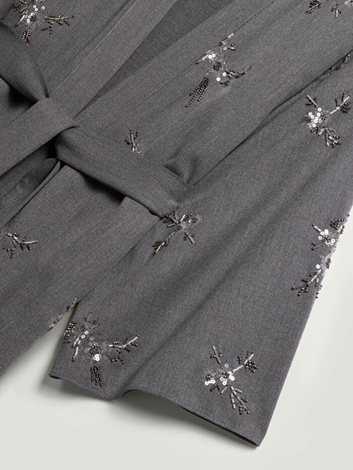 Nocturne Boncuk Brodeli Kuşaklı Maxi Kimono