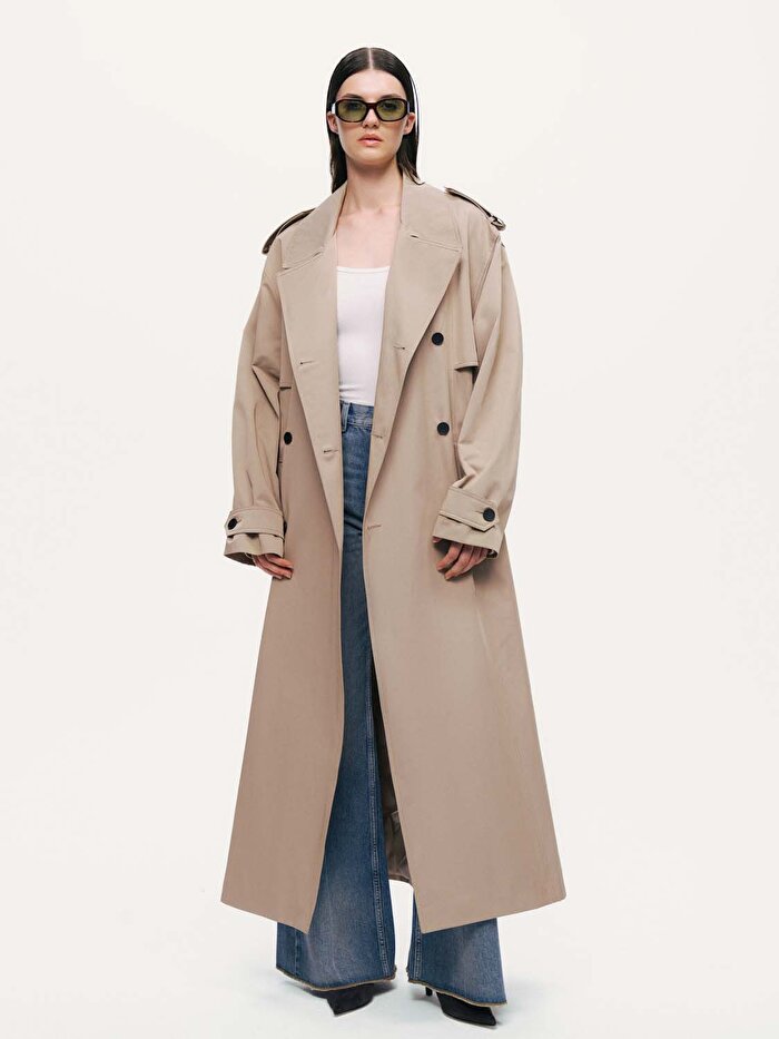 Nocturne Kemerli Maxi Trençkot