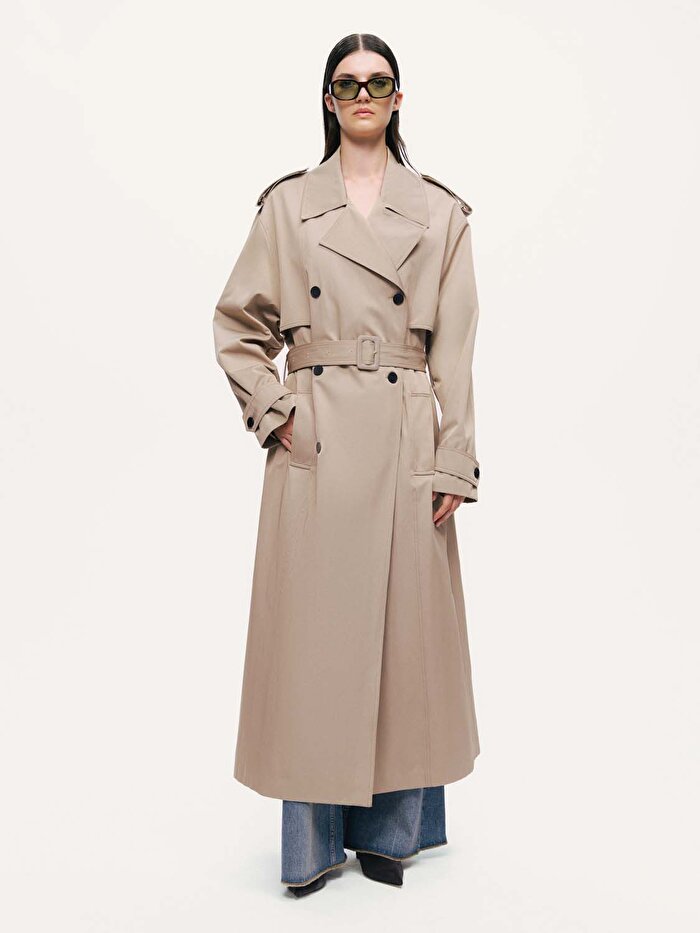 Nocturne Kemerli Maxi Trençkot