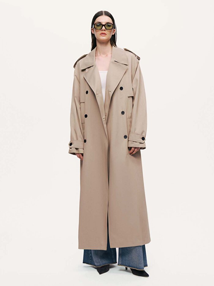 Nocturne Kemerli Maxi Trençkot