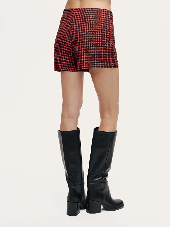 Nocturne Ekose Desenli Mini Şort Etek