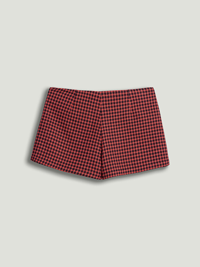 Nocturne Ekose Desenli Mini Şort Etek