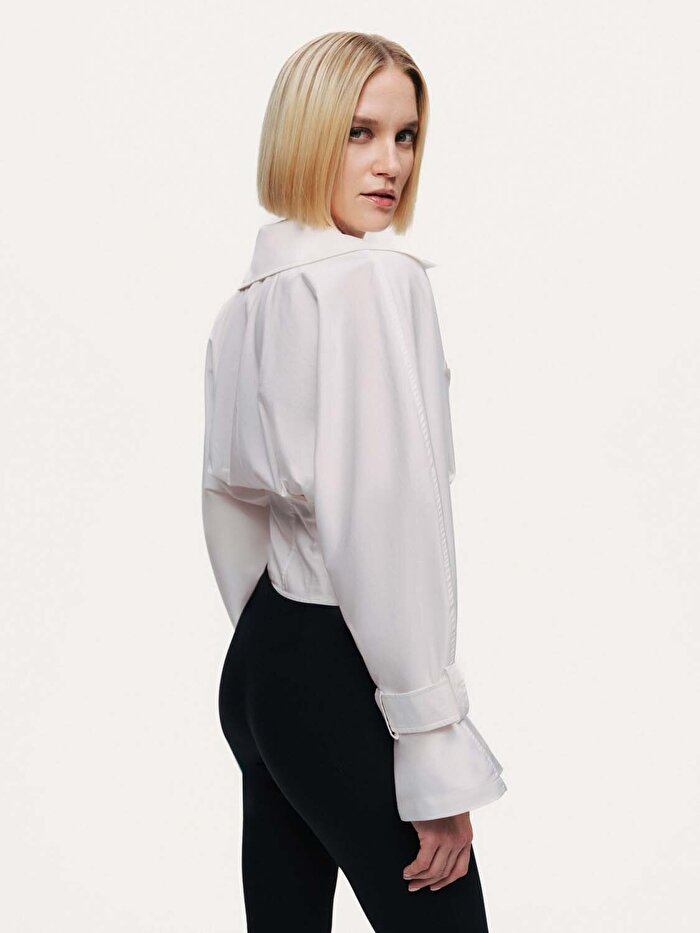 Nocturne Kruvaze Katlı Yakalı Body