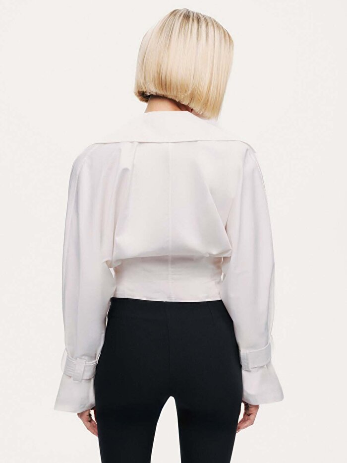 Nocturne Kruvaze Katlı Yakalı Body