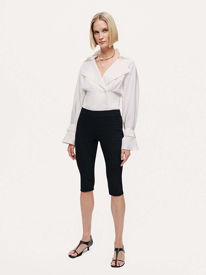 Nocturne Kruvaze Katlı Yakalı Body