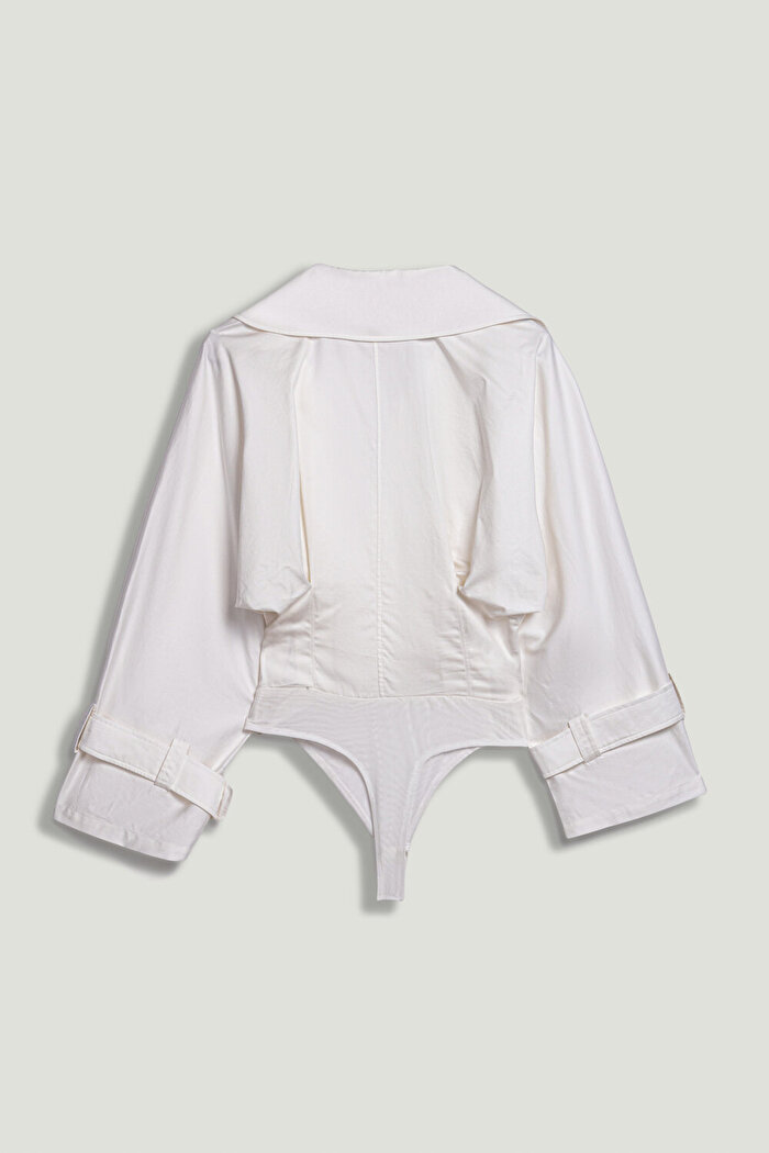 Nocturne Kruvaze Katlı Yakalı Body