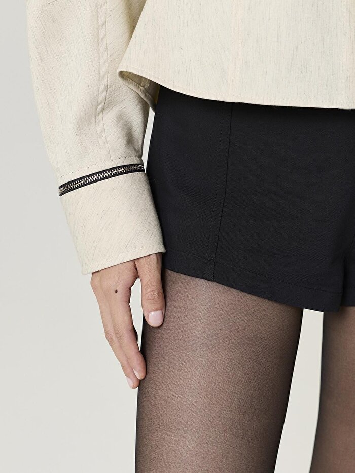 Nocturne Deri ve Fermuar Detaylı Gömlek