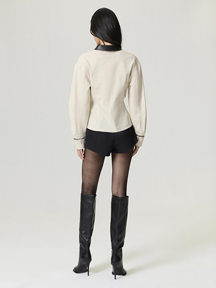 Nocturne Deri ve Fermuar Detaylı Gömlek