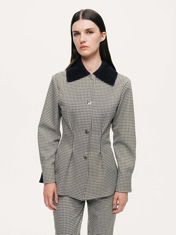 Nocturne Metal Aksesuarlı Ekoseli Gömlek