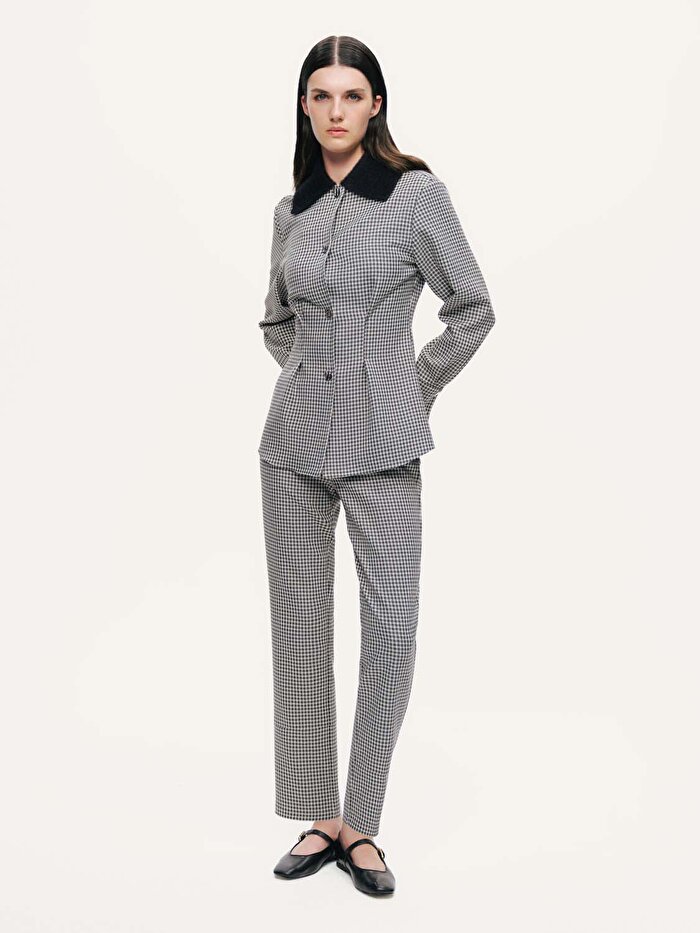 Nocturne Metal Aksesuarlı Ekoseli Gömlek