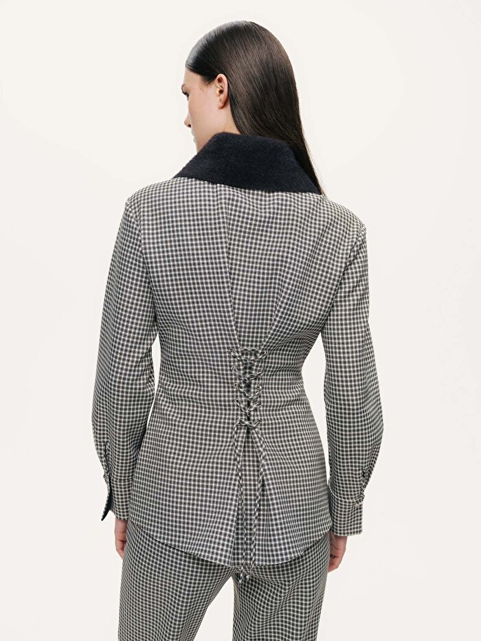 Nocturne Metal Aksesuarlı Ekoseli Gömlek