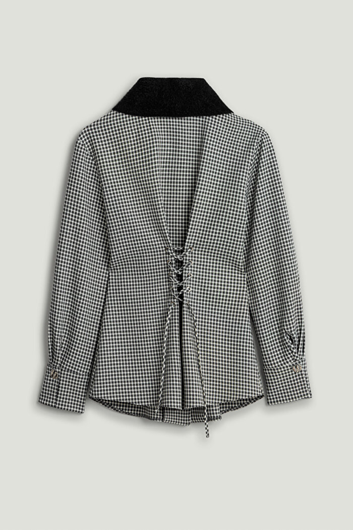 Nocturne Metal Aksesuarlı Ekoseli Gömlek