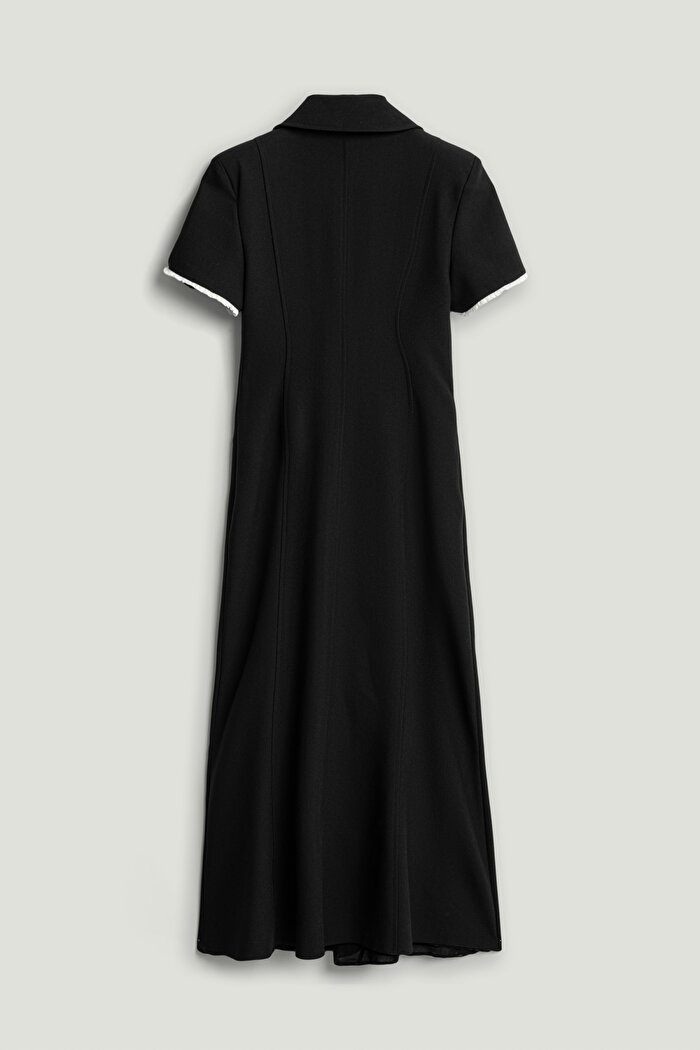 Nocturne Çiçek Düğme Aksesuarlı Maxi Elbise