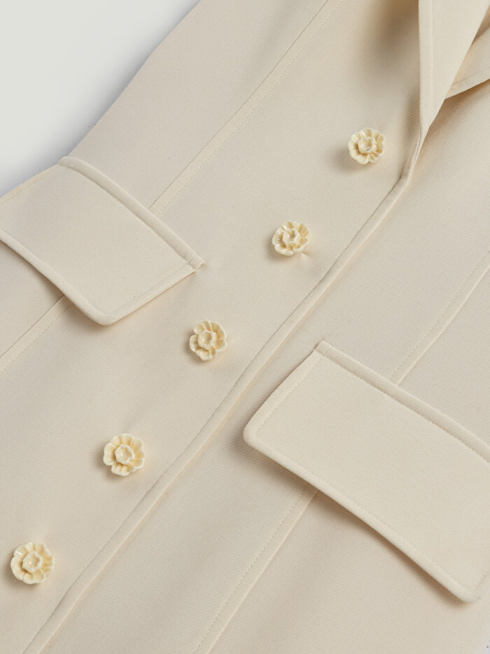 Nocturne Çiçek Düğme Aksesuarlı Maxi Elbise