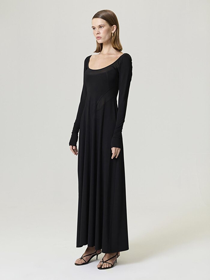 Nocturne Transparan Detaylı Maxi Elbise