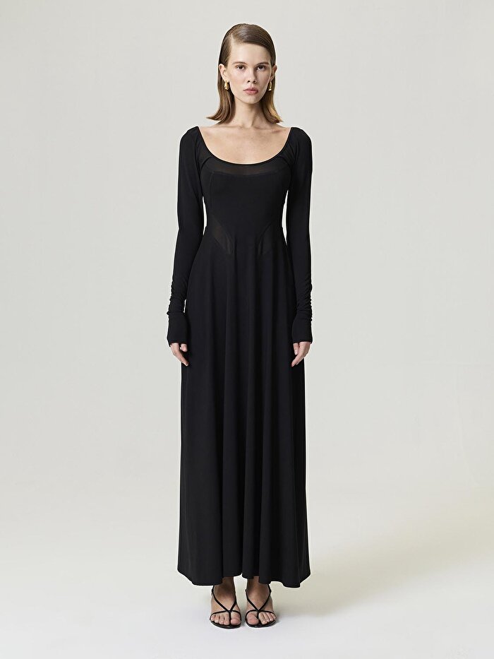 Nocturne Transparan Detaylı Maxi Elbise