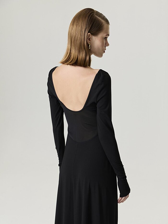 Nocturne Transparan Detaylı Maxi Elbise