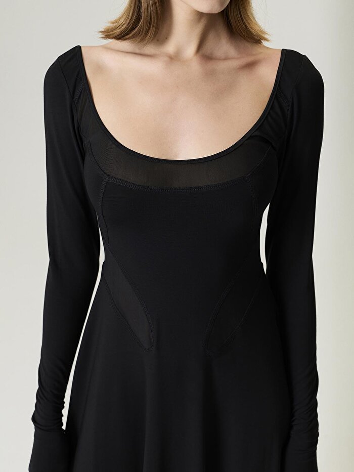 Nocturne Transparan Detaylı Maxi Elbise