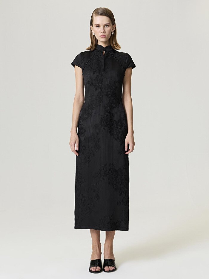 Nocturne Yırtmaçlı Maxi Japon Elbise