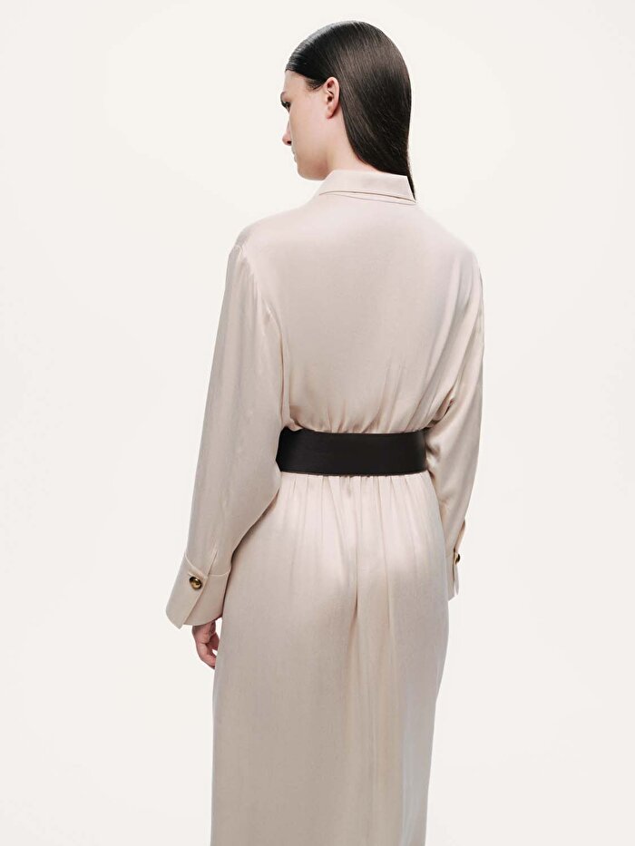 Nocturne Drape Detaylı Kemerli Maxi Elbise