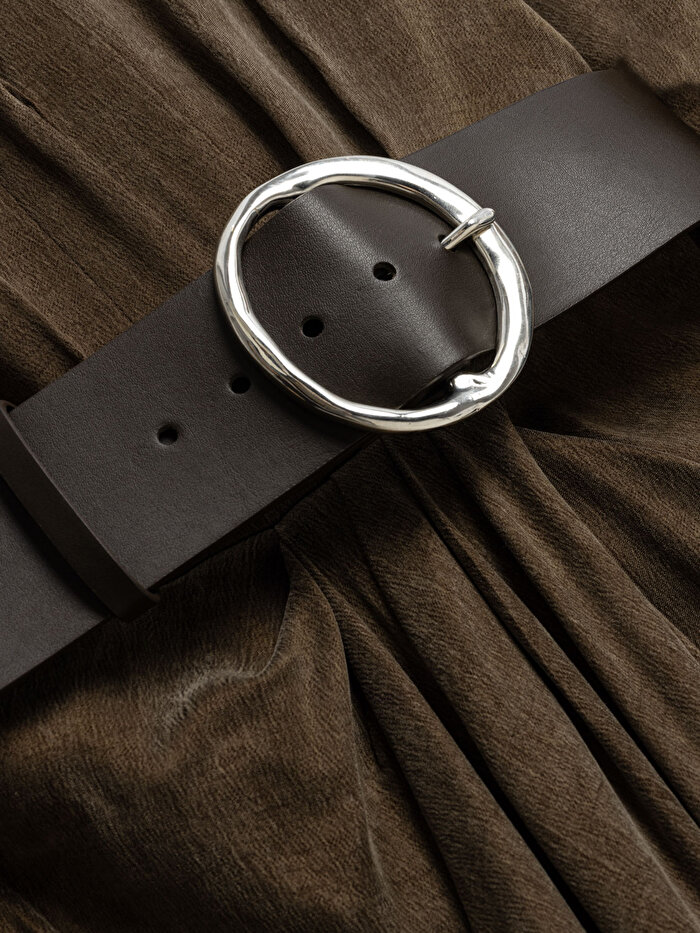 Nocturne Drape Detaylı Kemerli Maxi Elbise