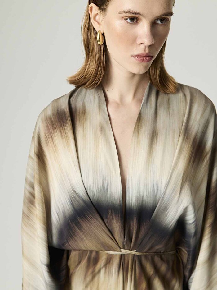 Nocturne Batik Desenli Maxi Elbise