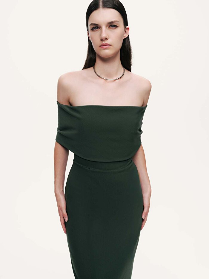 Nocturne Açık Omuzlu Midi Elbise