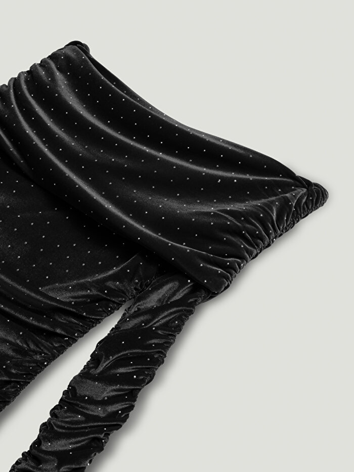 Nocturne Katlı Düz Yaka Maxi Elbise