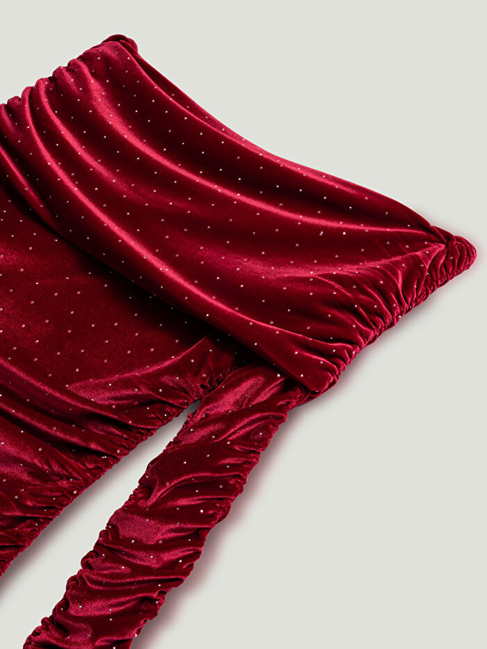 Nocturne Katlı Düz Yaka Maxi Elbise