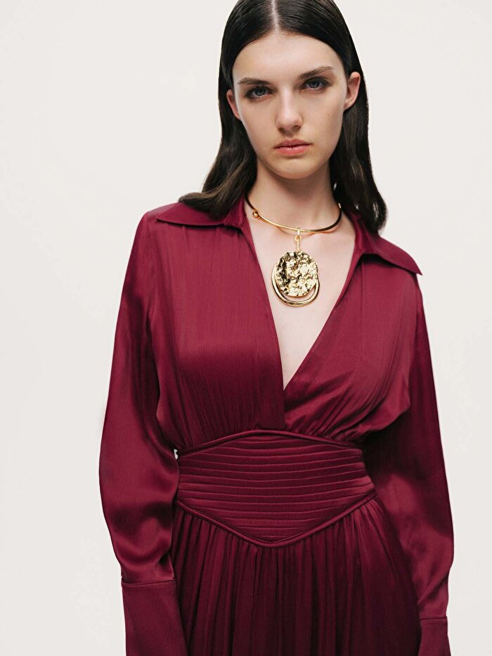 Nocturne Derin V Yakalı Midi Elbise