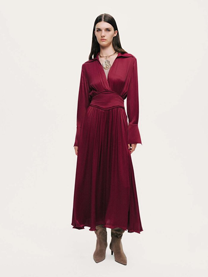 Nocturne Derin V Yakalı Midi Elbise