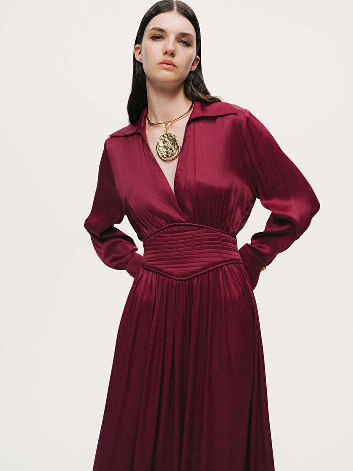 Nocturne Derin V Yakalı Midi Elbise