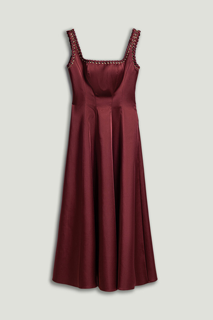 Nocturne Kuş Gözü Detaylı Midi Elbise