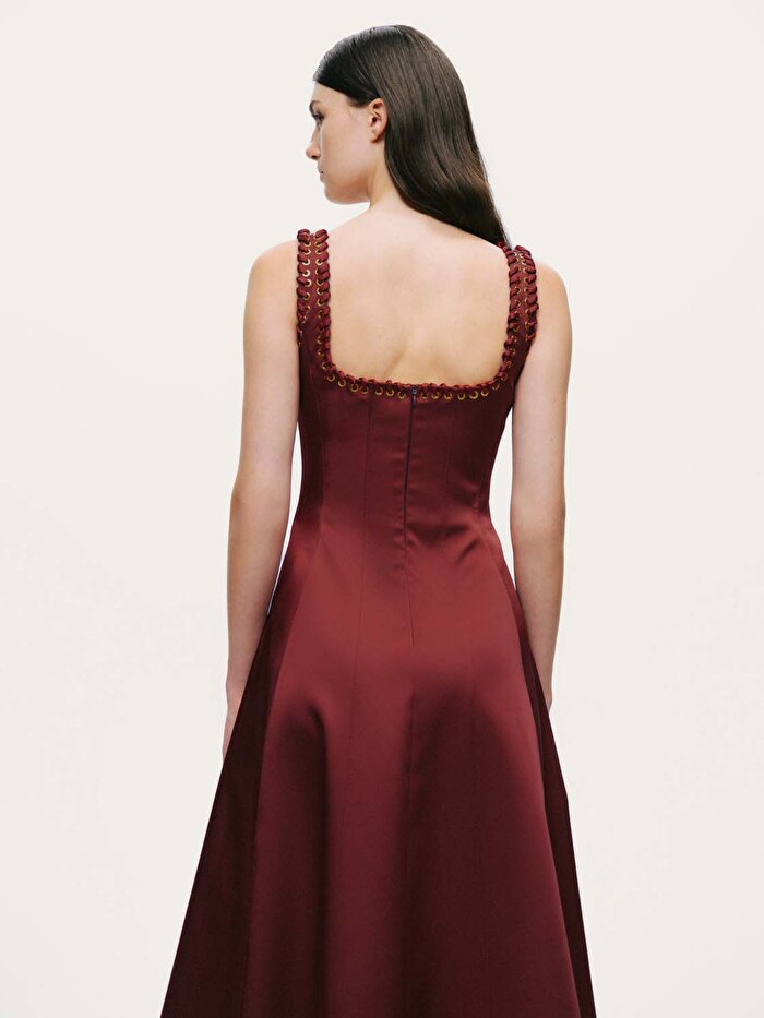 Nocturne Kuş Gözü Detaylı Midi Elbise