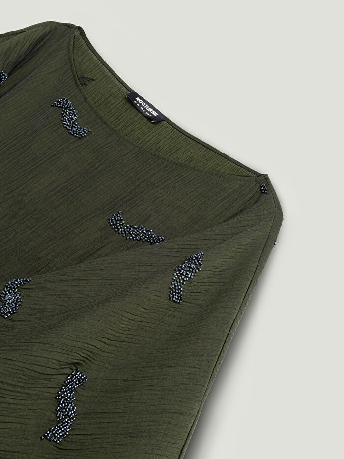 Nocturne Boncuk Brodeli Midi Elbise