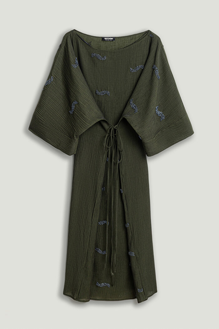 Nocturne Boncuk Brodeli Midi Elbise