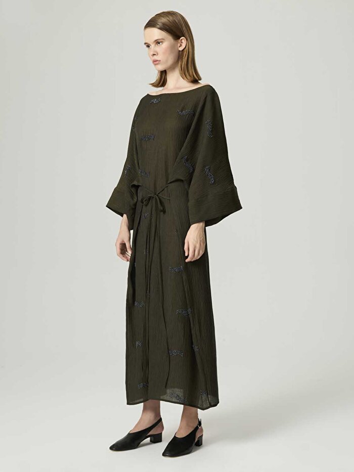 Nocturne Boncuk Brodeli Midi Elbise