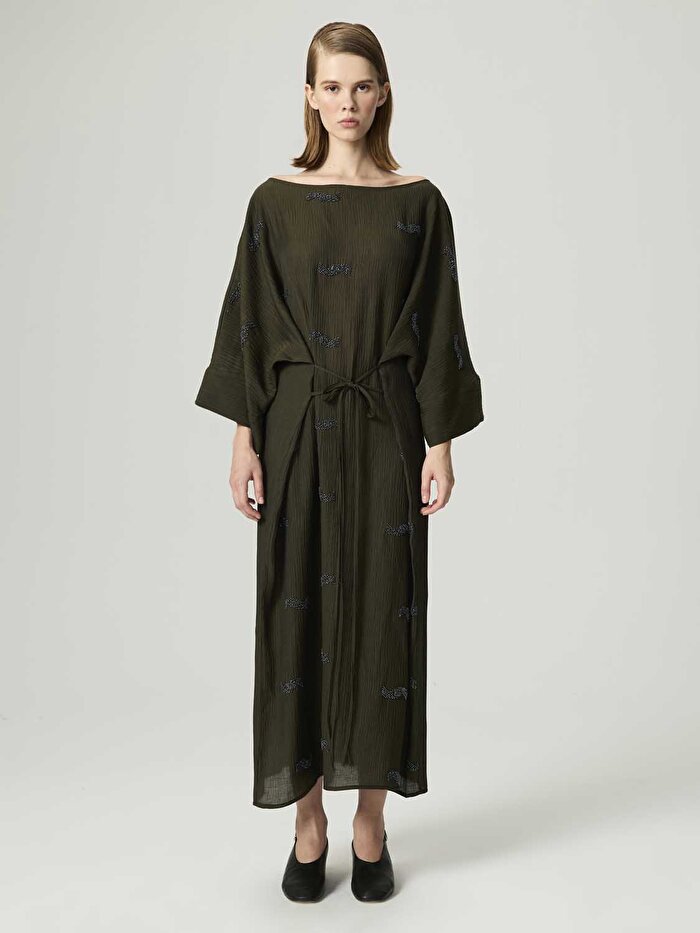 Nocturne Boncuk Brodeli Midi Elbise