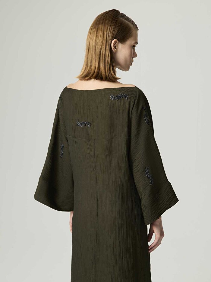 Nocturne Boncuk Brodeli Midi Elbise