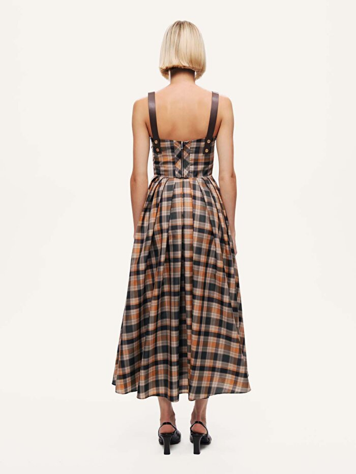 Nocturne Ekose Desenli Maxi Elbise